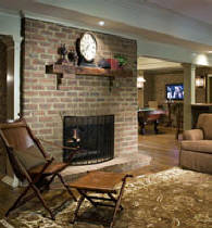 brick fireplace