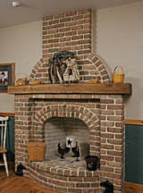 indoor brick fireplace